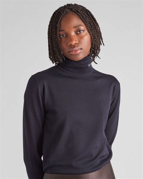 prada cut out turtleneck|Navy Superfine wool turtleneck sweater .